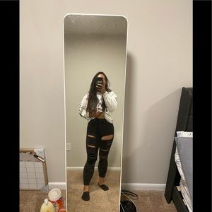 TOPSHOP SUPER DISTRESSED BLACK JAMIE JEANS